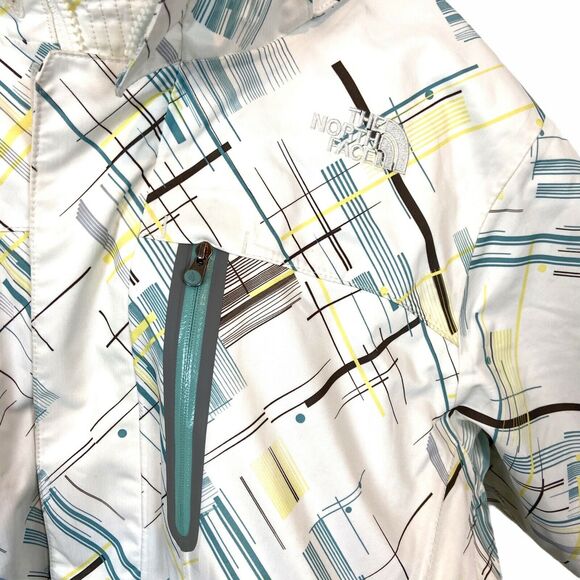 The North Face Womens White Yellow Teal Recco Snowboard Ski Jacket Size M - Picture 7 of 16